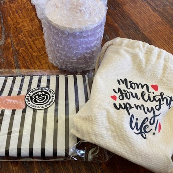 GIFT SET for MOM * Madison Grace PURPLE Jar CANDLE * Cosmetic Bag * BEST MOM - Picture 1 of 8
